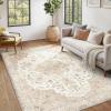 imageAmada 8x10 Area Rugs NonSlip Washable Rug with Low Profile Durable Bound Edge Soft Large Vintage Rug for Living Room Bedroom Dinning Room Home OfficeBeige