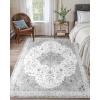 imageAmada 8x10 Area Rugs NonSlip Washable Rug with Low Profile Durable Bound Edge Soft Large Vintage Rug for Living Room Bedroom Dinning Room Home OfficeGrey