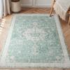 imageAmada 8x10 Area Rugs NonSlip Washable Rug with Low Profile Durable Bound Edge Soft Large Vintage Rug for Living Room Bedroom Dinning Room Home OfficeGreen