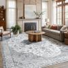 imageAmada 8x10 Area Rugs NonSlip Washable Rug with Low Profile Durable Bound Edge Soft Large Vintage Rug for Living Room Bedroom Dinning Room Home OfficeGrey