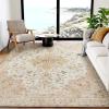 imageAmada 8x10 Area Rugs NonSlip Washable Rug with Low Profile Durable Bound Edge Soft Large Vintage Rug for Living Room Bedroom Dinning Room Home OfficeIvory Beige