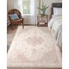 imageAmada 8x10 Area Rugs NonSlip Washable Rug with Low Profile Durable Bound Edge Soft Large Vintage Rug for Living Room Bedroom Dinning Room Home OfficePink