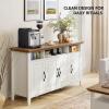 imageAmada Buffet Cabinet with Storage 55quot Large Sideboard Storage Cabinet with Adjustable Shelves 4 Doors Modern Farmhouse Coffee Bar Cabinet Kitchen Table for Dinning Living Room GreyOak and White