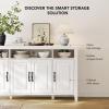 imageAmada Buffet Cabinet with Storage 55quot Large Sideboard Storage Cabinet with Adjustable Shelves 4 Doors Modern Farmhouse Coffee Bar Cabinet Kitchen Table for Dinning Living Room GreyWhite