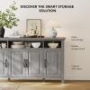 imageAmada Buffet Cabinet with Storage 55quot Large Sideboard Storage Cabinet with Adjustable Shelves 4 Doors Modern Farmhouse Coffee Bar Cabinet Kitchen Table for Dinning Living Room GreyGrey