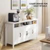 imageAmada Buffet Cabinet with Storage 55quot Large Sideboard Storage Cabinet with Adjustable Shelves 4 Doors Modern Farmhouse Coffee Bar Cabinet Kitchen Table for Dinning Living Room GreyWhite