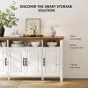 imageAmada Buffet Cabinet with Storage 55quot Large Sideboard Storage Cabinet with Adjustable Shelves 4 Doors Modern Farmhouse Coffee Bar Cabinet Kitchen Table for Dinning Living Room GreyOak and White
