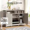 imageAmada Coffee Bar Cabinet with Wine Glass Rack 472quot Buffet Sideboard with Adjustable Shelves Storage Cabinet for KitchenEntrywayDining Room Home Bar Holds 200 lbs SoftClose HingesGreyGrey
