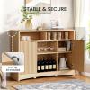 imageAmada Coffee Bar Cabinet with Wine Glass Rack 472quot Buffet Sideboard with Adjustable Shelves Storage Cabinet for KitchenEntrywayDining Room Home Bar Holds 200 lbs SoftClose HingesGreyNatural Oak