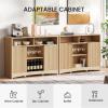 imageAmada Coffee Bar Cabinet with Wine Glass Rack 472quot Buffet Sideboard with Adjustable Shelves Storage Cabinet for KitchenEntrywayDining Room Home Bar Holds 200 lbs SoftClose HingesGreyNatural Oak