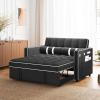 imageAmada Convertible Sofa Bed 3in1 Pull Out Couch with USB Charging Storage Pockets ampamp Adjustable Backrest Sleeper Sofa for Small Spaces Easy Conversion Couch for Living Room or OfficeBlack
