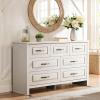 imageAmada Farmhouse 6 Drawer Dresser for Bedroom 472 Inch Wide Wood Dresser with Natural Texture Large Drawers Rustic Farmhouse Chest of Drawers for Bedroom Living Room Hallway GrayWhite