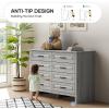 imageAmada Farmhouse 6 Drawer Dresser for Bedroom 472 Inch Wide Wood Dresser with Natural Texture Large Drawers Rustic Farmhouse Chest of Drawers for Bedroom Living Room Hallway GrayGrey