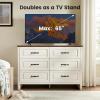 imageAmada Farmhouse 6 Drawer Dresser for Bedroom 472 Inch Wide Wood Dresser with Natural Texture Large Drawers Rustic Farmhouse Chest of Drawers for Bedroom Living Room Hallway GrayBrown and White