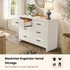 imageAmada Farmhouse 6 Drawer Dresser for Bedroom 472 Inch Wide Wood Dresser with Natural Texture Large Drawers Rustic Farmhouse Chest of Drawers for Bedroom Living Room Hallway GrayWhite