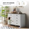 imageAmada Farmhouse 6 Drawer Dresser for Bedroom 472 Inch Wide Wood Dresser with Natural Texture Large Drawers Rustic Farmhouse Chest of Drawers for Bedroom Living Room Hallway GrayBrown and White