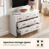imageAmada Farmhouse 6 Drawer Dresser for Bedroom 472 Inch Wide Wood Dresser with Natural Texture Large Drawers Rustic Farmhouse Chest of Drawers for Bedroom Living Room Hallway GrayWhite