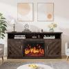 imageAmada Fireplace TV Stand for 75 Inch Farmhouse TV Stands with Storage Entertainment Center with Fireplace Open Storage Cable Management Rustic Wood TV Stand Barn Doors for Living Room BedroomDark Walnut
