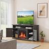 imageAmada Fireplace TV Stand for 75 Inch Farmhouse TV Stands with Storage Entertainment Center with Fireplace Open Storage Cable Management Rustic Wood TV Stand Barn Doors for Living Room BedroomGrey