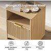 imageAmada Fluted Nightstand with Charging Station Bedside Table with USB Ports ampamp AC Outlets Deep Drawer and Cable Management Modern Side Table for Bedroom Home Office Natural OakNatural Oak