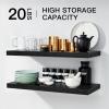 imageAmada HOMEFURNISHING Floating Shelves Large 24 x 7 Inch Wall Shelves for Bathroom Bedroom Kitchen Shelves for Wall Decor Set of 2 White  AMFS06Black