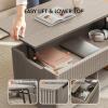imageAmada Lift Top Coffee Table with Storage Shelf ampamp Hidden Compartment Modern Fluted Rectangle Dining Table for Living Room Home OfficeNatural OakGrey