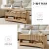 imageAmada Lift Top Coffee Table with Storage Shelf ampamp Hidden Compartment Modern Fluted Rectangle Dining Table for Living Room Home OfficeNatural OakNature Oak