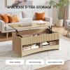 imageAmada Lift Top Coffee Table with Storage Shelf ampamp Hidden Compartment Modern Fluted Rectangle Dining Table for Living Room Home OfficeNatural OakNature Oak