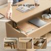imageAmada Lift Top Coffee Table with Storage Shelf ampamp Hidden Compartment Modern Fluted Rectangle Dining Table for Living Room Home OfficeNatural OakNature Oak
