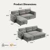 imageAmada Sectional Sofa Bed with Reversible Storage Chaise Pull Out Couch Bed Convertible Cloud Chenille Couch with USB Charging ampamp Side Pockets L Shaped Modular Couches for Living Room ApartmentLight Gray