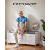 imageAmada Shoe Bench Entryway Bench with Cushioned Seat ampamp Lift Top Storage 3 Doors Adjustable Shelf 300 lbs Capacity 2Tier Storage Bench with Shoe Rack for Entryway Bedroom GrayWhite