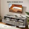 imageAmada TV Stand for 5065quot TV Fluted Modern TV Stand Entertainment Center with Drawers and Open Shelf Waveform Panel Sleek Curved Profile Media TV Console Table for Living Room Bedroom GreyGrey
