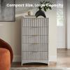 imageAmada Tall 5 Drawer Dresser Modern Fluted Vertical Chest with Rounded Corners PreInstalled Drawer Slides ampamp Narrow Storage Design for Bedroom or Hallway in Natural OakGrey