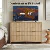 imageAmada Tall 5 Drawer Dresser Modern Fluted Vertical Chest with Rounded Corners PreInstalled Drawer Slides ampamp Narrow Storage Design for Bedroom or Hallway in Natural OakNatural Oak