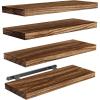 imageAMADA HOMEFURNISHING Floating Shelves Paulownia Wood Wall Shelves for BathroomLiving RoomBedroomKitchenHome Office Wood Floating Shelf for Home Storage ampamp Organization Set of 4 157quot L x 59quot WBrown