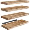 imageAMADA HOMEFURNISHING Floating Shelves Paulownia Wood Wall Shelves for BathroomLiving RoomBedroomKitchenHome Office Wood Floating Shelf for Home Storage ampamp Organization Set of 4 157quot L x 59quot WLight Brown