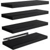 imageAMADA HOMEFURNISHING Floating Shelves Paulownia Wood Wall Shelves for BathroomLiving RoomBedroomKitchenHome Office Wood Floating Shelf for Home Storage ampamp Organization Set of 4 157quot L x 59quot WBlack