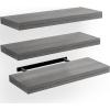 imageAMADA HOMEFURNISHING Floating Shelves Wall Shelves for BathroomLiving RoomBedroomKitchen Decor White Shelves with Invisible Brackets Set of 3  AMFS08Grey