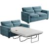 imageAMADA HOMEFURNISHING Pull Out Sofa Bed Queen Size Sleeper Sofa with 2 USB Charging Ports Comfortable Loveseat Sleeper with Removable Covers Sturdy Frame Supports 800 LBS Chenille Fabric Blue