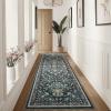 imageAMADA HOMEFURNISHING Runner Rug 26x8 Washable Runner Rugs AntiSlip with Durable Edge Binding Vintage Floral Soft Rug for Living Room Hallway Kitchen and Home OfficeBlack