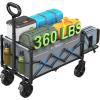 imageAMADA HOMEFURNISHING Wagon Cart Foldable Collapsible Wagon Cart with 360 LBS Max Load ampamp Expandable Storage 90L Foldable Grocery Cart with 2 Cup Holders for Outdoor Groceries Garden ampamp CampingGray