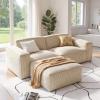 imageAmada 111quot L Shaped Sofa Modular Corduroy Clopud Couches with Deep Seats ampampHighBack Upholstered Couches for Living Room Bedroom with Ottoman No Assembly Required2Seaterampamp1 OttomanGreenBeige White