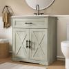 imageAmada 30 Bathroom Vanity with Ceramic Sink Farmhouse Undermount Vanity Sink Cabinet with 2 Doors and 1 Drawer Free Standing Bathroom Storage Cabinet with Sink Combo Set GreyGrey