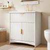 imageAmada 30 Bathroom Vanity with Ceramic Sink Modern Undermount Vanity Sink Cabinet with 2 Doors and 1 Drawer Fluted Free Standing Bathroom Storage Cabinet with Sink Combo Set WhiteModern White