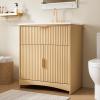 imageAmada 30 Bathroom Vanity with Ceramic Sink Modern Undermount Vanity Sink Cabinet with 2 Doors and 1 Drawer Fluted Free Standing Bathroom Storage Cabinet with Sink Combo Set WhiteNatural Oak