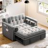 imageAmada 3in1 Convertible Sleeper Sofa Bed Futon Couches for Living Room with USB PortsampampSide Pockets Adjustable Backrest Velvet FabricPull Out Couch Loveseat GreyGrey
