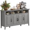 imageAmada Buffet Cabinet with Storage 55quot Large Sideboard Storage Cabinet with Adjustable Shelves 4 Doors Modern Farmhouse Coffee Bar Cabinet Kitchen Table for Dinning Living Room GreyGrey
