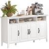 imageAmada Buffet Cabinet with Storage 55quot Large Sideboard Storage Cabinet with Adjustable Shelves 4 Doors Modern Farmhouse Coffee Bar Cabinet Kitchen Table for Dinning Living Room GreyWhite