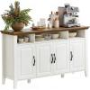 imageAmada Buffet Cabinet with Storage 55quot Large Sideboard Storage Cabinet with Adjustable Shelves 4 Doors Modern Farmhouse Coffee Bar Cabinet Kitchen Table for Dinning Living Room GreyOak and White