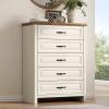 imageAmada Farmhouse 6 Drawer Dresser for Bedroom 472 Inch Wide Wood Dresser with Natural Texture Large Drawers Rustic Farmhouse Chest of Drawers for Bedroom Living Room Hallway GrayBrown and White